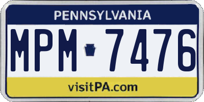 PA license plate MPM7476