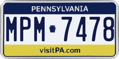 PA license plate MPM7478