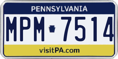 PA license plate MPM7514