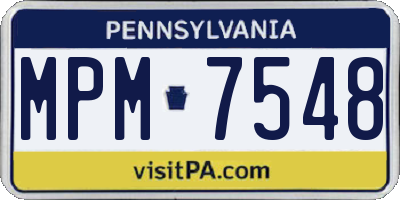 PA license plate MPM7548