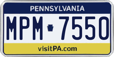 PA license plate MPM7550