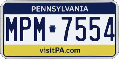PA license plate MPM7554