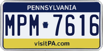 PA license plate MPM7616