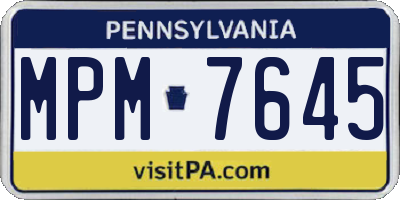 PA license plate MPM7645