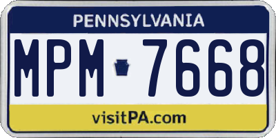 PA license plate MPM7668