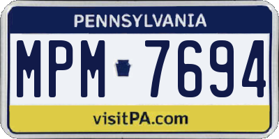 PA license plate MPM7694