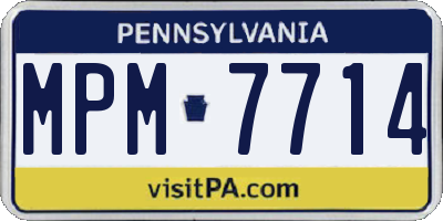PA license plate MPM7714