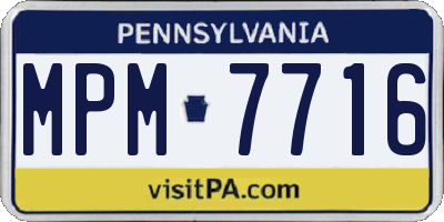 PA license plate MPM7716