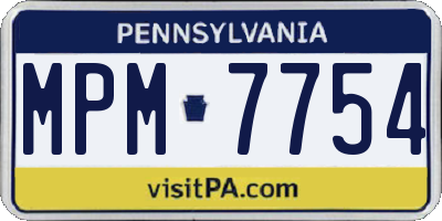 PA license plate MPM7754