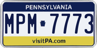 PA license plate MPM7773