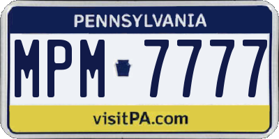 PA license plate MPM7777