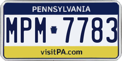 PA license plate MPM7783