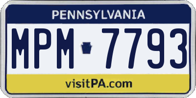 PA license plate MPM7793