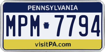 PA license plate MPM7794