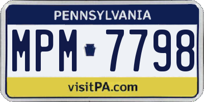 PA license plate MPM7798