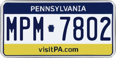 PA license plate MPM7802