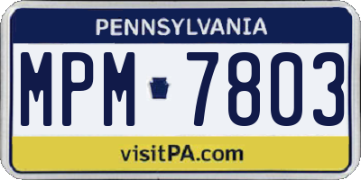 PA license plate MPM7803