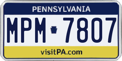 PA license plate MPM7807