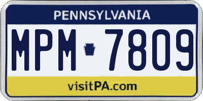 PA license plate MPM7809