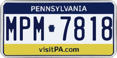 PA license plate MPM7818