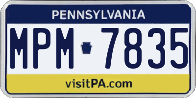 PA license plate MPM7835