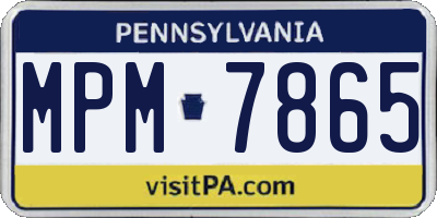 PA license plate MPM7865