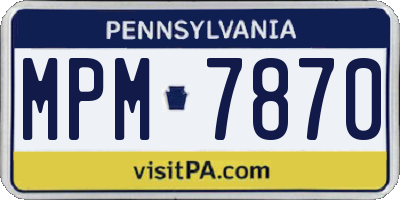 PA license plate MPM7870