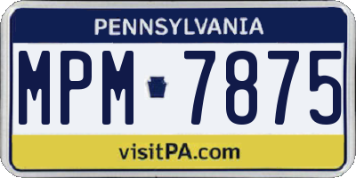 PA license plate MPM7875