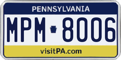 PA license plate MPM8006