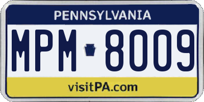 PA license plate MPM8009