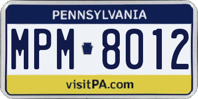 PA license plate MPM8012