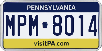 PA license plate MPM8014
