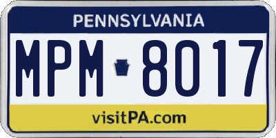 PA license plate MPM8017