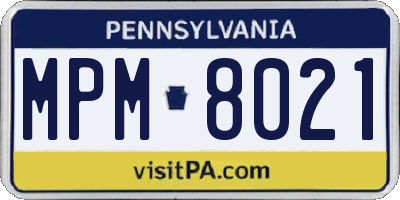 PA license plate MPM8021