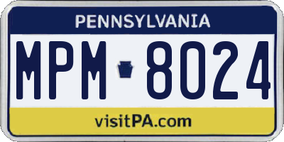 PA license plate MPM8024