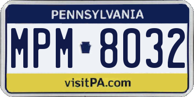 PA license plate MPM8032