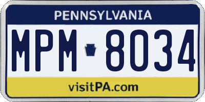 PA license plate MPM8034
