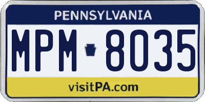 PA license plate MPM8035