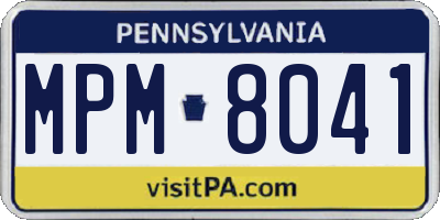 PA license plate MPM8041