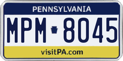 PA license plate MPM8045