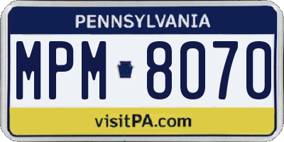 PA license plate MPM8070