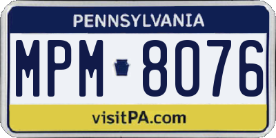 PA license plate MPM8076