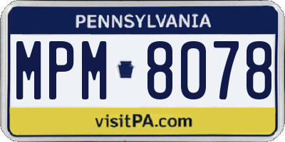 PA license plate MPM8078