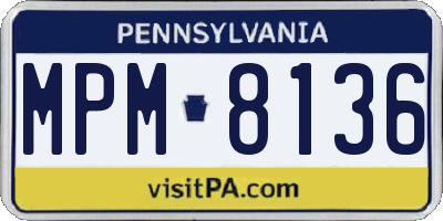 PA license plate MPM8136
