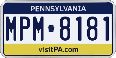 PA license plate MPM8181