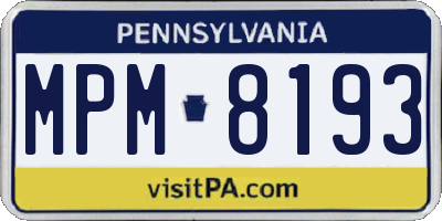 PA license plate MPM8193