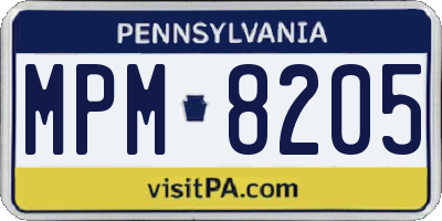 PA license plate MPM8205