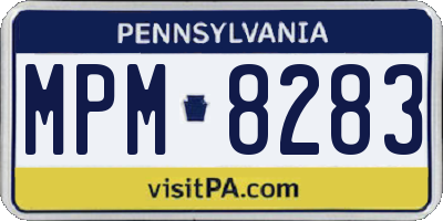 PA license plate MPM8283