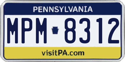 PA license plate MPM8312
