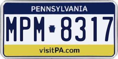 PA license plate MPM8317